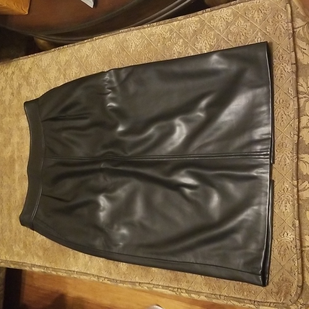 Sheepskin Leather Skirt, black, XXL